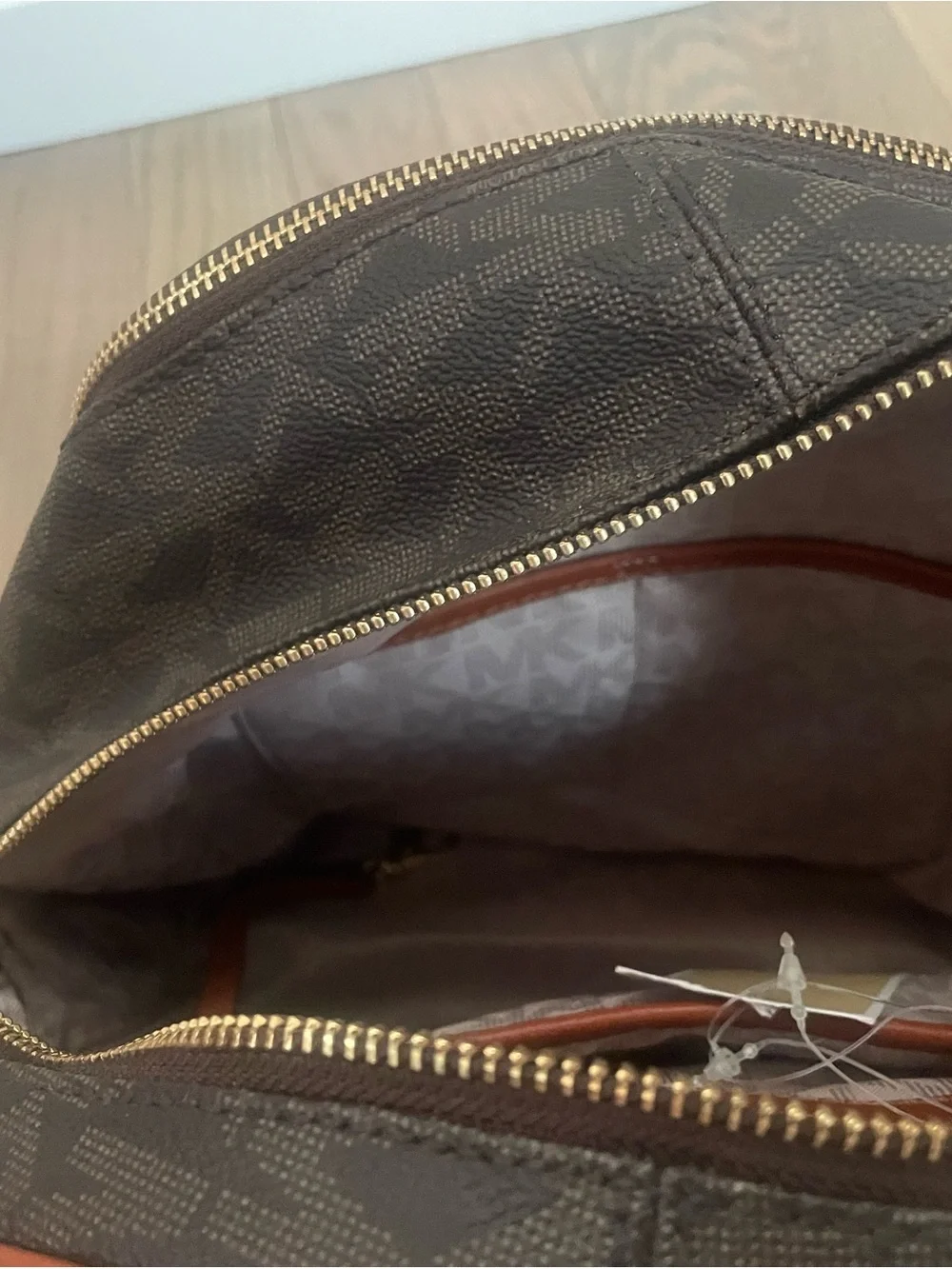 Michael Kors Rhea Women Medium MK Logo Backpack Brown Satchel Handbag